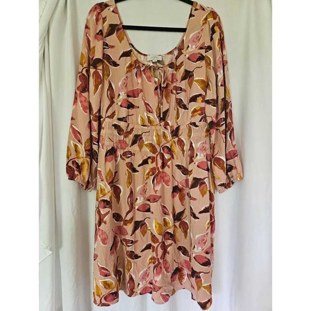 LOFT Floral Leaf Printed Dress XL
